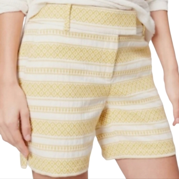 Loft | Women's Yellow Gold and White Riviera Short Shorts (Size 14) - Picture 1 of 15